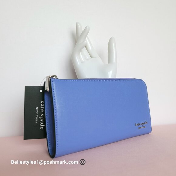 KATE SPADE Devin Saffiano Leather Zip-Around Continental Wallet-Dark Periwinkle⭐ - Picture 6 of 16